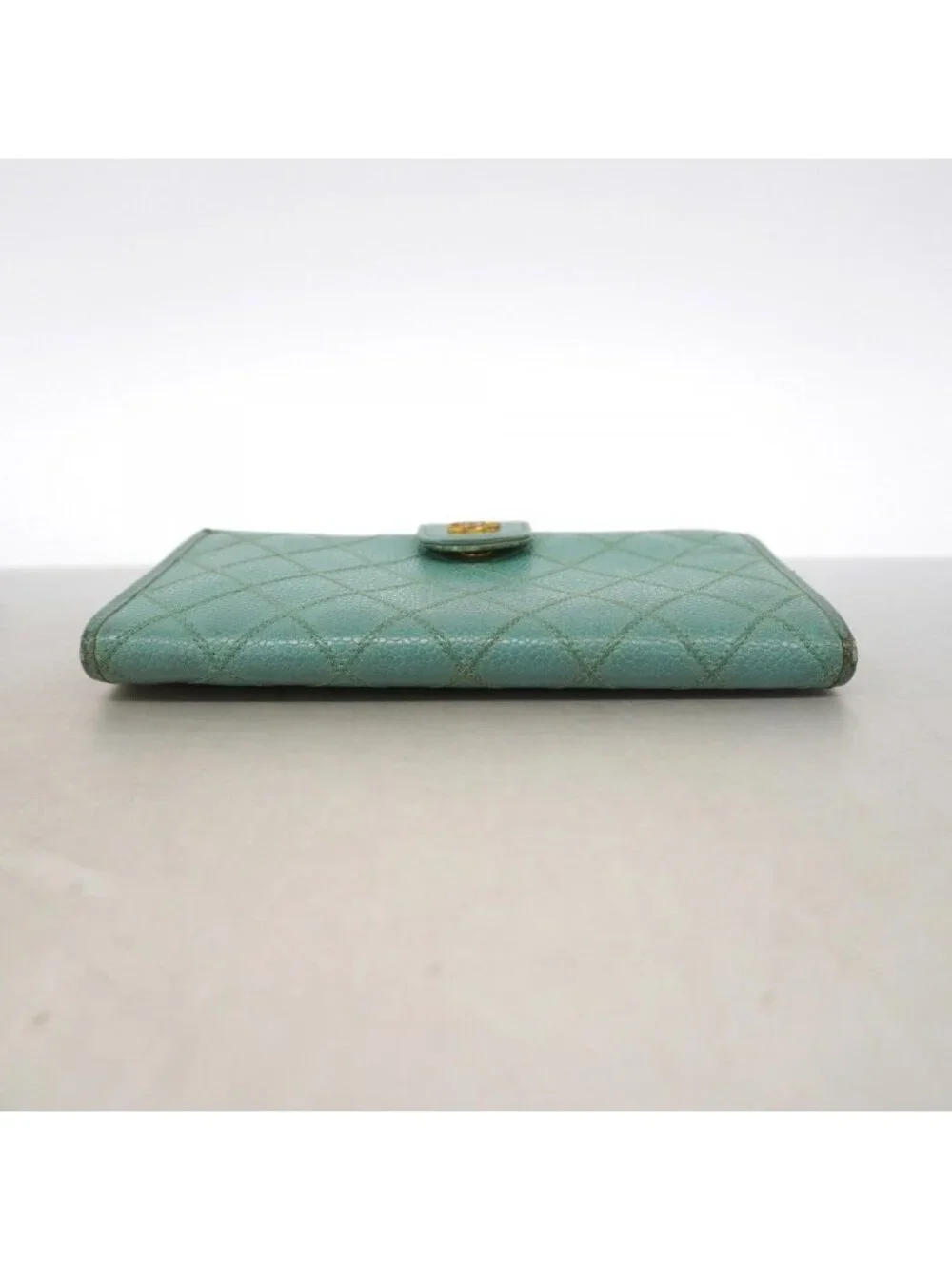 Chanel Wallet Quilted Caviar Leather Mint Green Gold